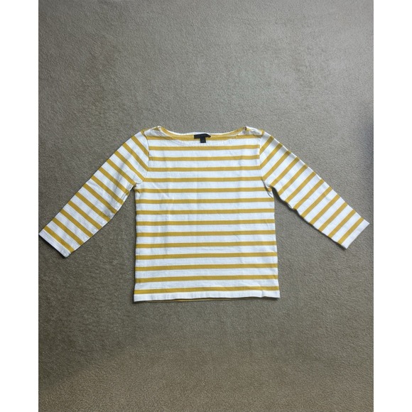 Sweaters - J.Crew Structured Boatneck T-Shirt In Stripe /White Yellow Women's XXS / H6778